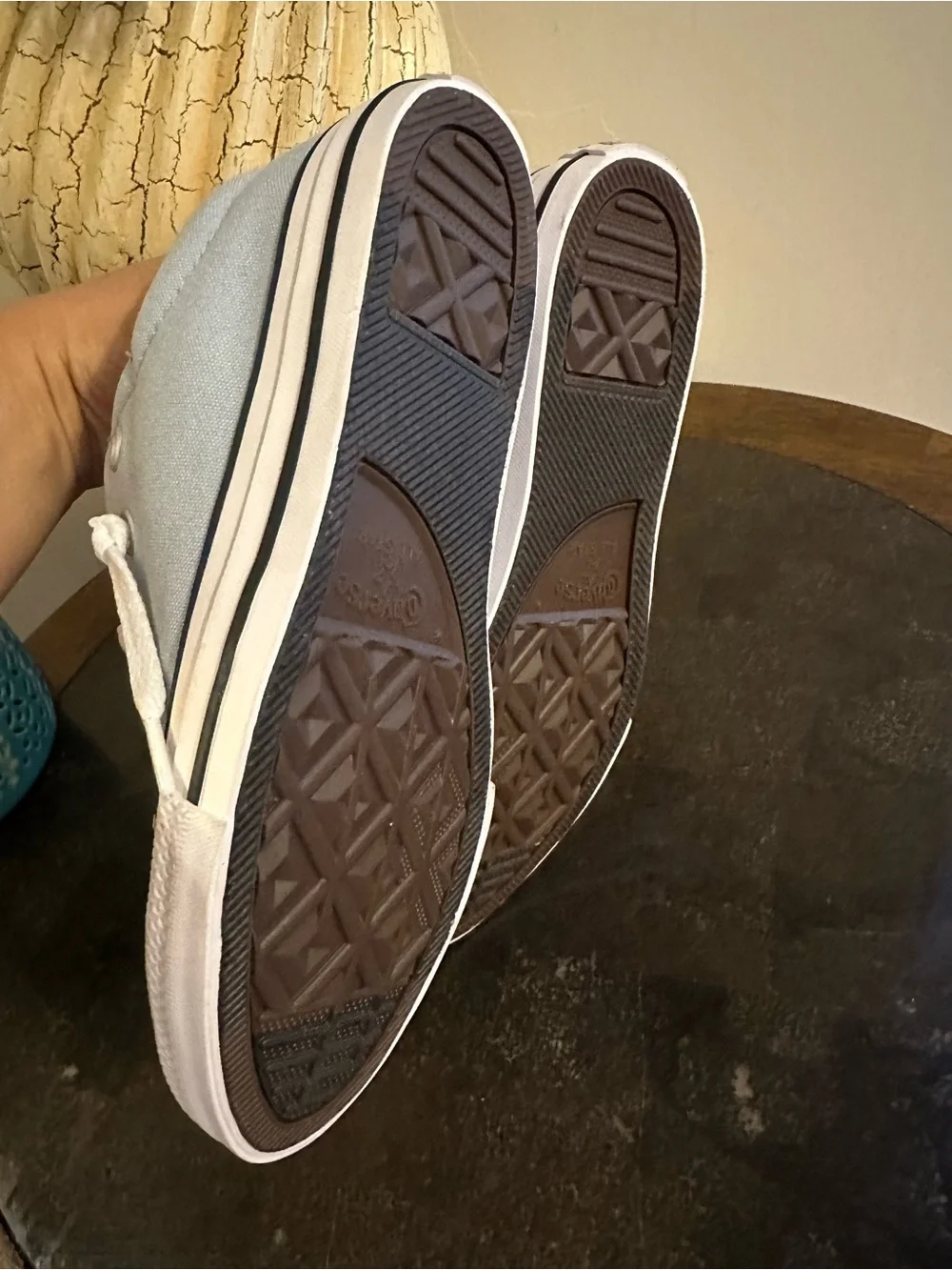 Converse Kids Low Top Sneakers in Light Blue and White